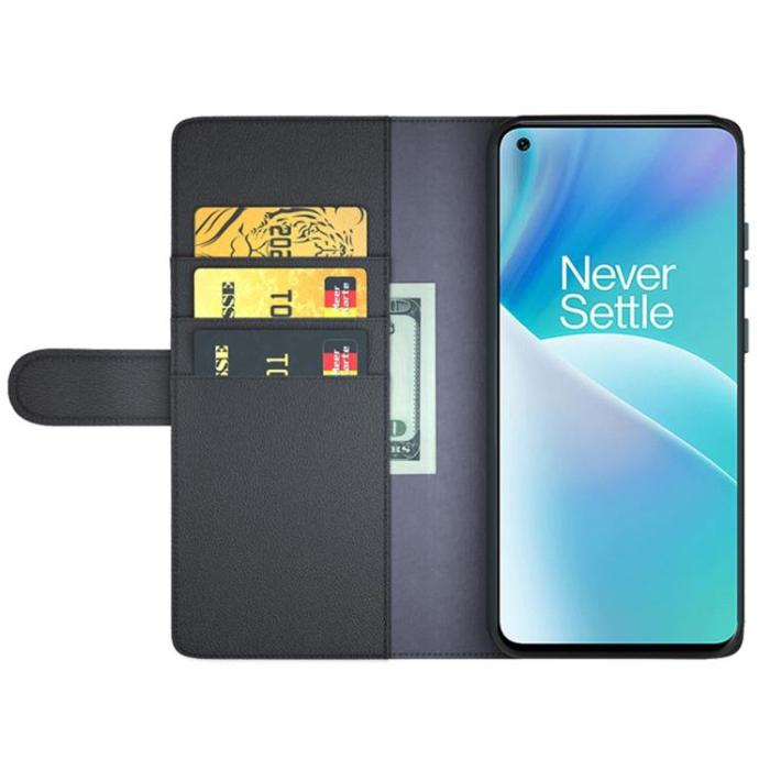 A-One Brand - OnePlus Nord 2T 5G Plånboksfodral Äkta Läder Flip Folio - Svart