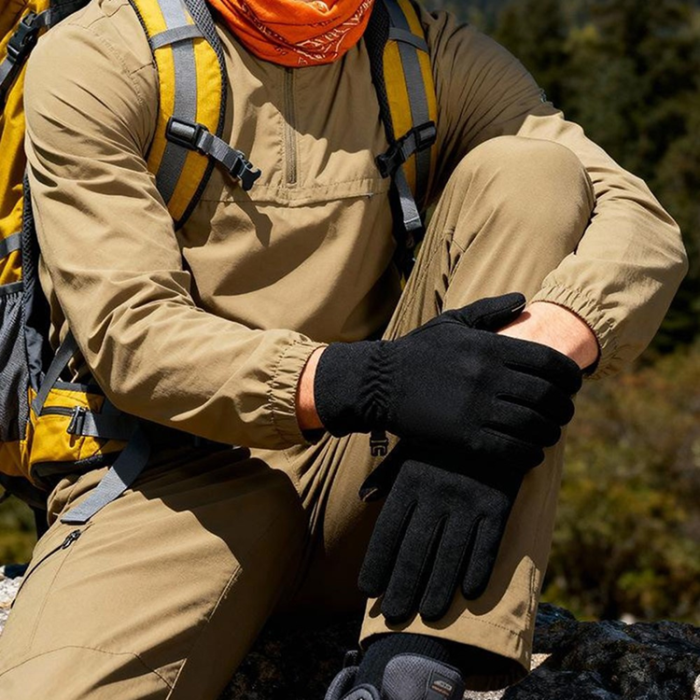 A-One Brand - Touchvantar Handskar Cykel Termofleece Anti Slip DB80 - Svart