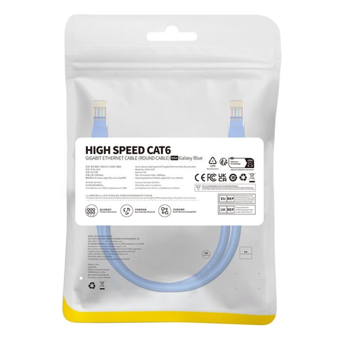 BASEUS - Baseus Cat 6 RJ-45 Ethernet-kabel 1000 Mb/s 3 m - blå