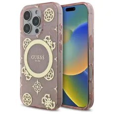 Guess - Guess iPhone 16 Pro Max Mobilskal MagSafe IML Peony On 4G - Rosa
