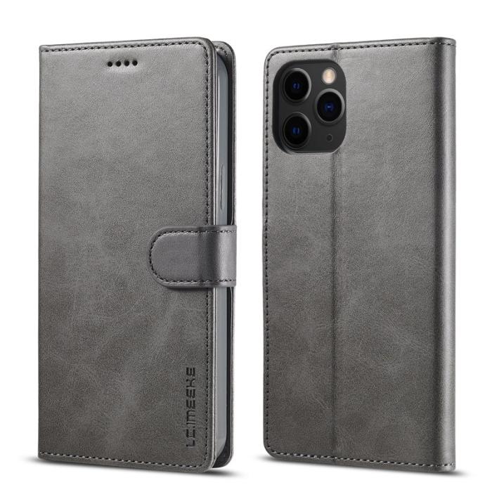 LC.imeeke - LC.IMEEKE Design Plånboksfodral i Konstläder - Grå för iPhone 13 Pro