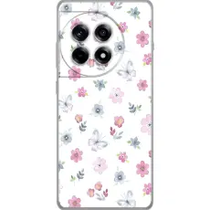 Gustaf - Mobilskal till OnePlus 12R med Blommor och fj&auml;rillar