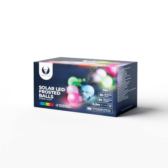 Forever Light - Forever String Light Solar LED Frosted Balls SFB62 6.5m 30 balls - Flerfärgad