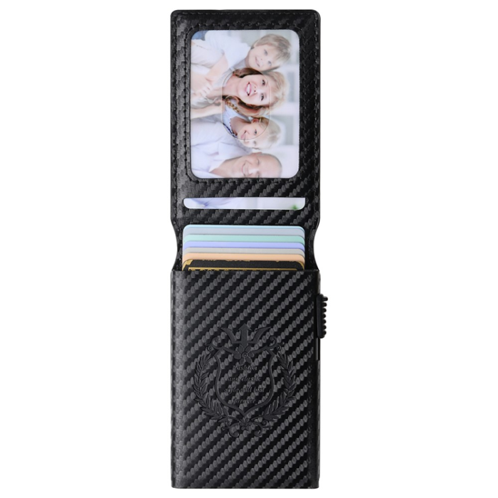 SUTENI - SUTENI Korthållare Automatiskt Pop-Up Metall Imprint Carbon Fiber