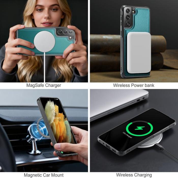 OEM - JEEHOOD Samsung Galaxy S21 5G Fodral Konstläder - Blå