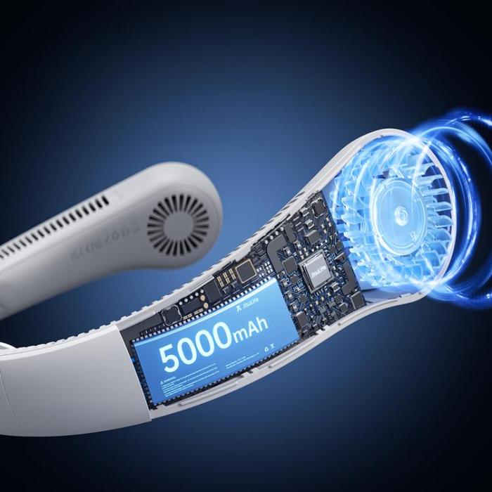 Jisulife - Jisulife Bärbar Halsfläkt 5000 mAh Fan 4 - Grå