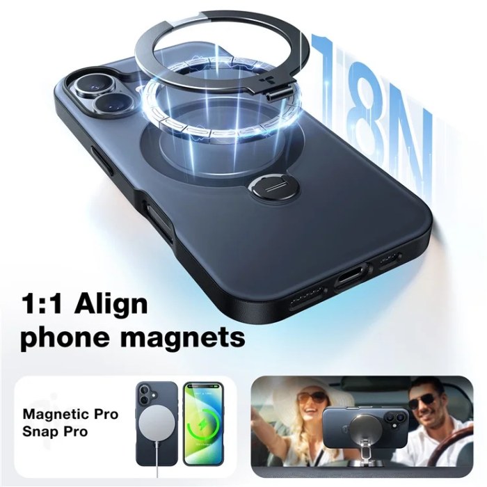 Torras - Torras iPhone 16 Plus Mobilskal Magsafe Ringhållare - Svart