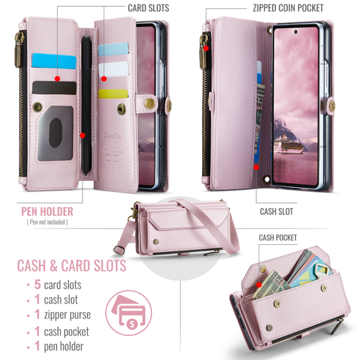 Caseme - CASEME Galaxy Z Fold 7 Plånboksfodral Med Remmar - Rosa