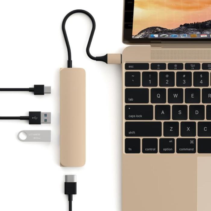 Satechi - Satechi Slim USB-C MultiPort Adapter med 4K HDMI videoutgång - Guld