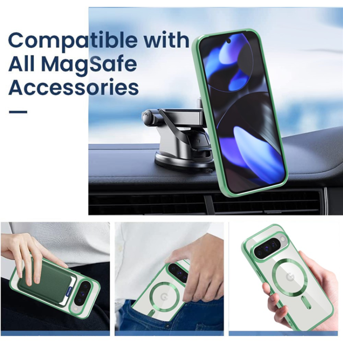 A-One Brand - Google Pixel 10/10 Pro Mobilskal MagSafe med Korthållare - Grön