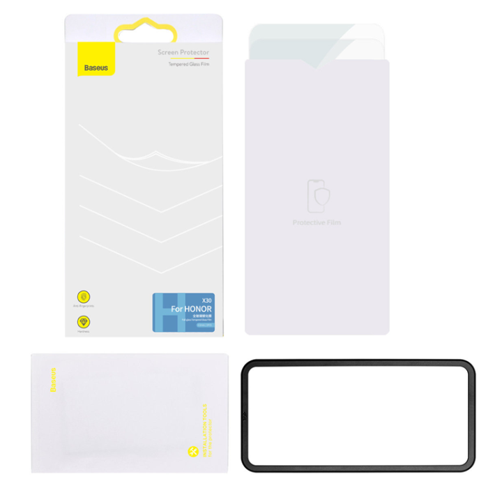 BASEUS - Baseus Huawei Honor X30 Härdat Glas 0.3mm Rengörings kit