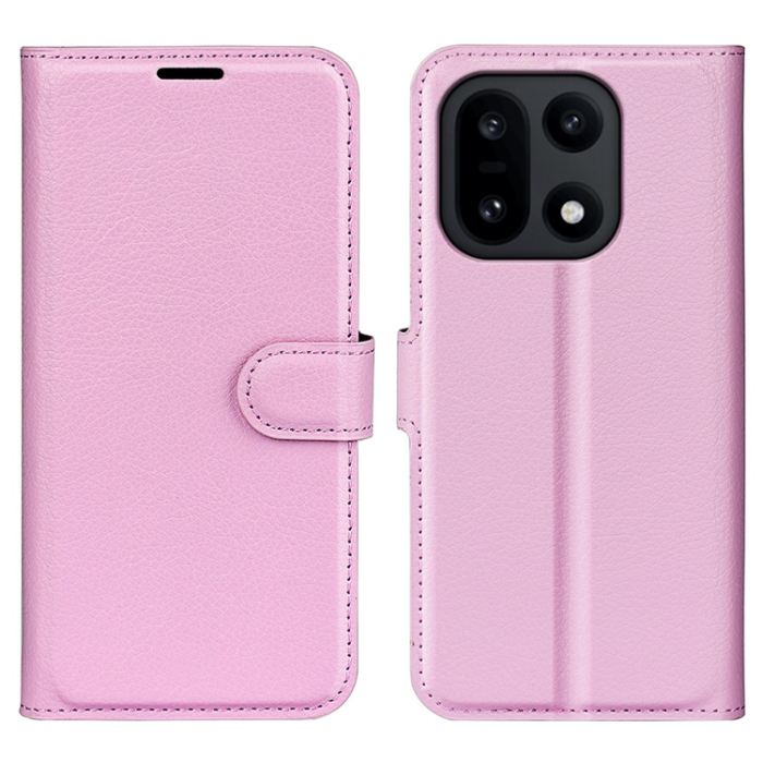 Amorus - AMORUS OnePlus 15 Plånboksfodral Litchi Shockproof - Rosa