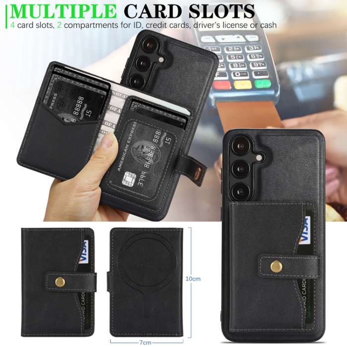 A-One Brand - Galaxy S25 Plus Mobilskal MagSafe Detachable Korthållare Kickstand