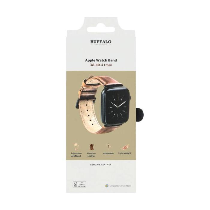 BUFFALO - BUFFALO äkta läder Apple Watch 2/3/4/5/6/7/SE (41/40/38mm) Armband - Brun