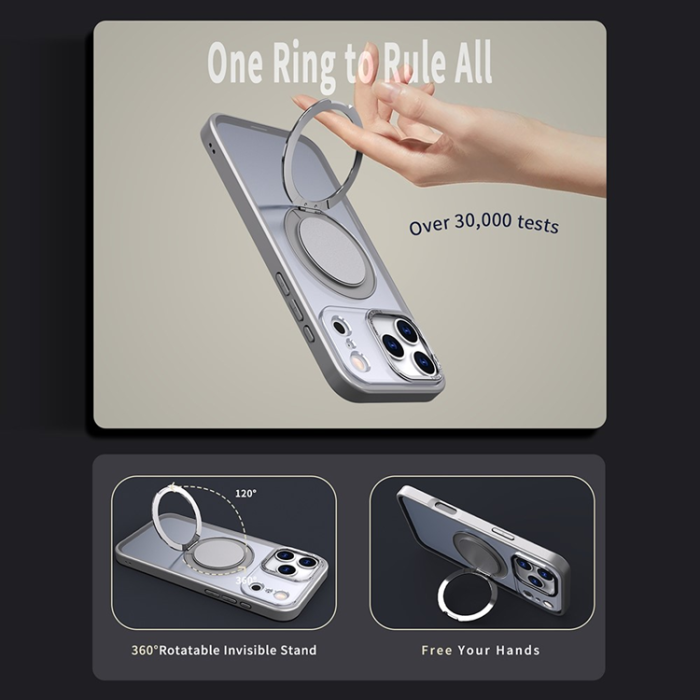 A-One Brand - iPhone 17 Pro Mobilskal MagSafe TPU+PC Kickstand - Titangrå