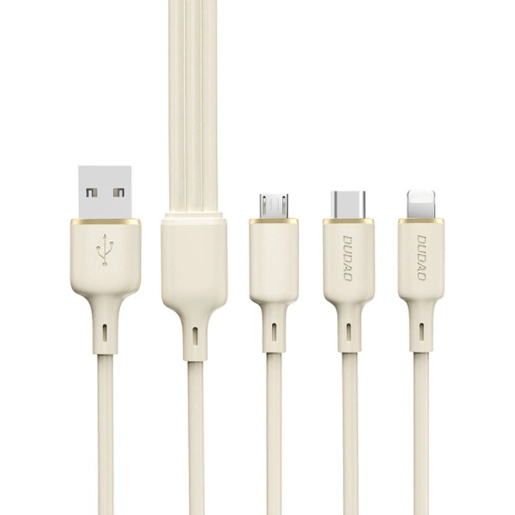 Dudao 3in1 USB-C Till USB-C/Lightning Kabel 1.2m - Beige | 3541 | AlltMobil