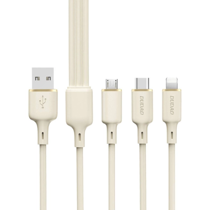 Dudao - Dudao 3in1 USB-C Till USB-C/Lightning Kabel 1.2m - Beige