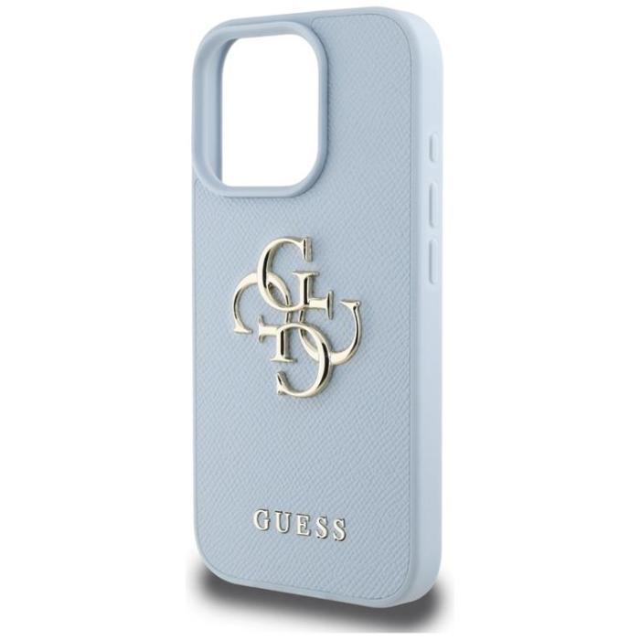 Guess - Guess iPhone 16 Pro Max Mobilskal Grained Big 4G Small Classic Logo - Blå
