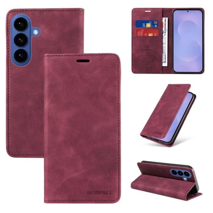 BETOPNICE - BETOPNICE Samsung Galaxy S26 Plus Plånboksfodral Konstläder RFID-Skydd - Röd