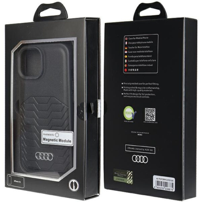 Audi - Audi iPhone 15 Mobilskal Magsafe Synthetic Läder - Svart
