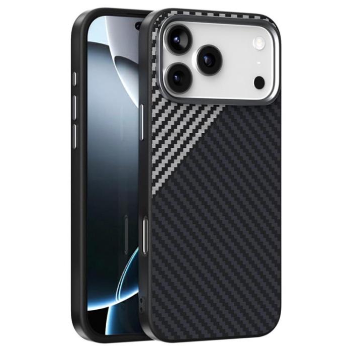 ABEEL - ABEEL iPhone 17 Pro Mobilskal MagSafe Carbon Fiber - Svart / Silver