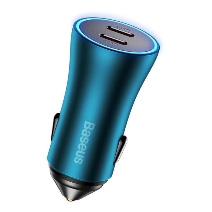 BASEUS - Baseus Golden Contactor Pro Billaddare 2x USB-C 40W - Blå