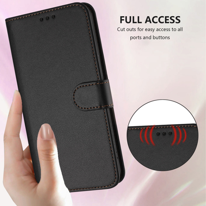 A-One Brand - iPhone 17 Air Plånboksfodral Läder med Handledsrem - Svart