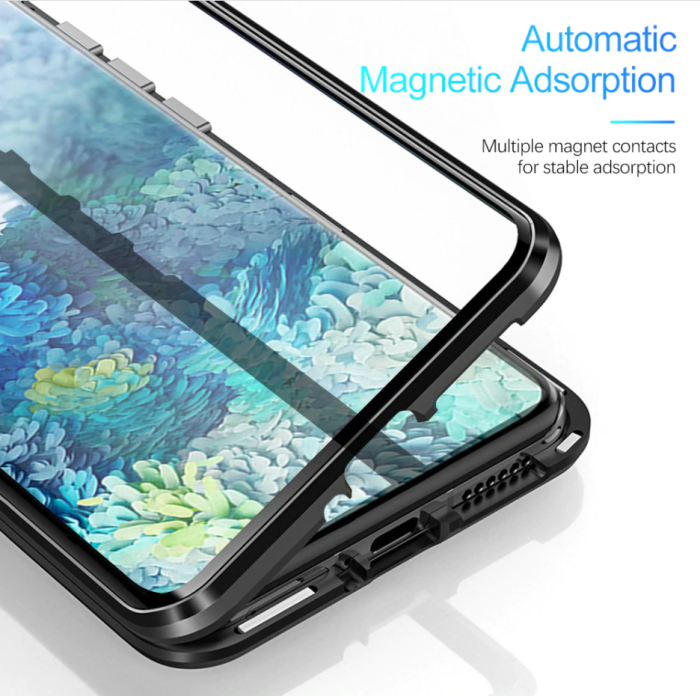OEM - Huawei P40 Pro Skal Magnetisk Metallram + Härdat Glas Fram och Bak