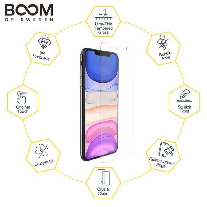 Boom of Sweden - BOOM Flat Härdat Glas Skärmskydd iPhone XS Max