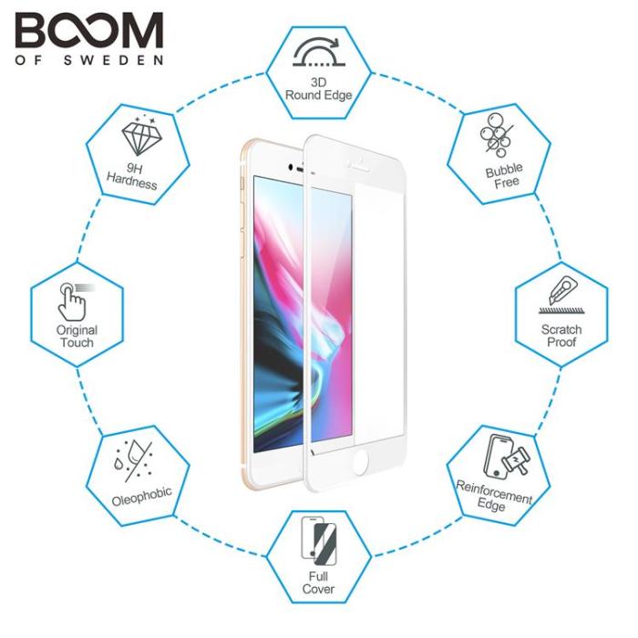 UTGATT1 - BOOM - Curved Glass Skärmskydd - iPhone 8/7/6S/6/SE 2020/SE 2022