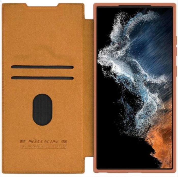 Nillkin - Nillkin Galaxy S23 Ultra Plånboksfodral Qin Pro - Brun