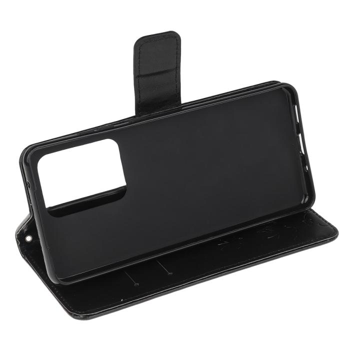 A-One Brand - Imprint Butterfly Plånboksfodral till Galaxy S21 Ultra - Svart