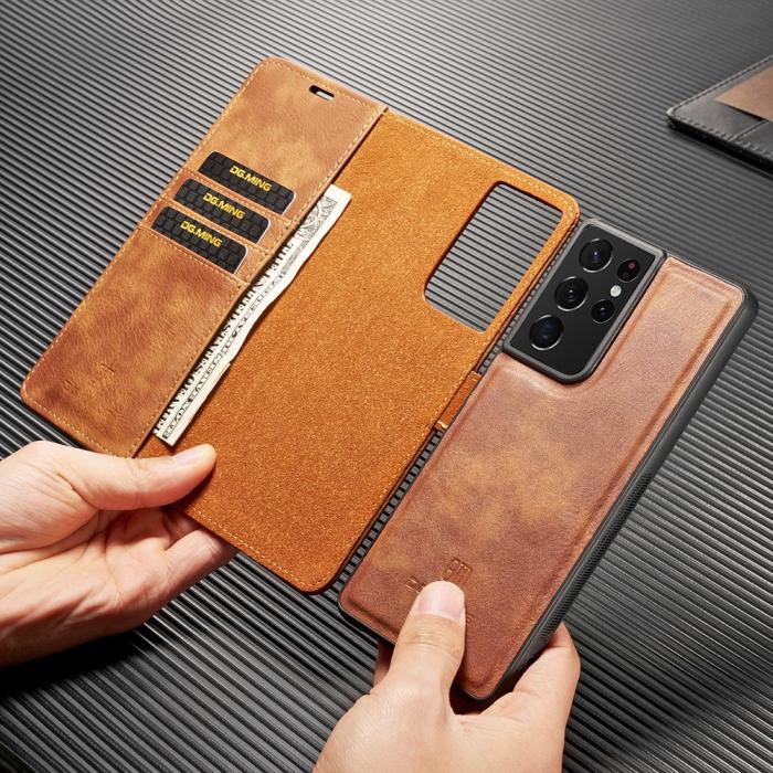 DG.MING - DG.MING Äkta Läder Plånboksfodral Galaxy S21 - Brun