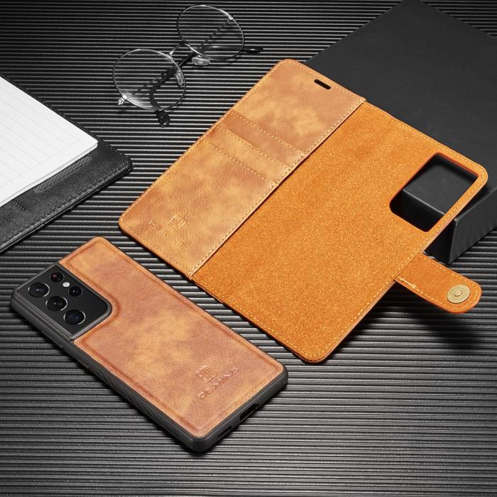 DG.MING - DG.MING Detachable Äkta Läder Plånboksfodral Galaxy S21 Ultra - Svart