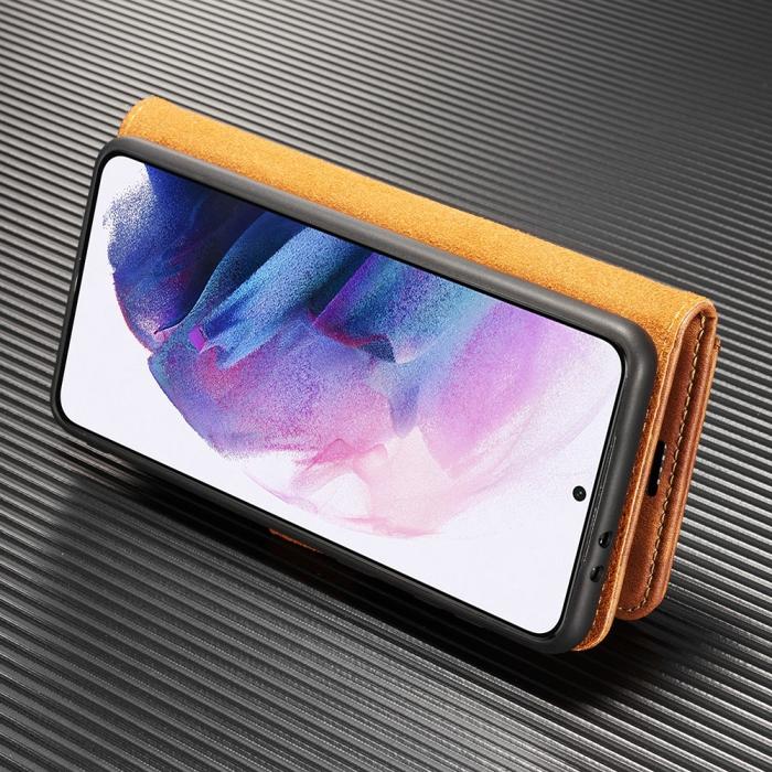 DG.MING - DG.MING Äkta Läder Plånboksfodral Galaxy S21 Plus - Brun