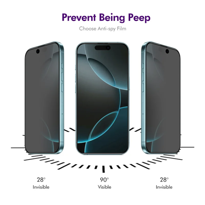 Boom of Sweden - [2-Pack] BOOM iPhone 17/16 Härdat Glas Skärmskydd Privacy