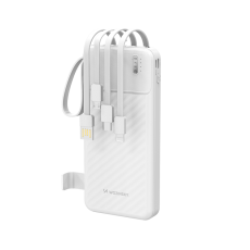 Wozinsky - Wozinsky Powerbank W11-B 10000mAh 10W med Inbyggda Kablar - Vit