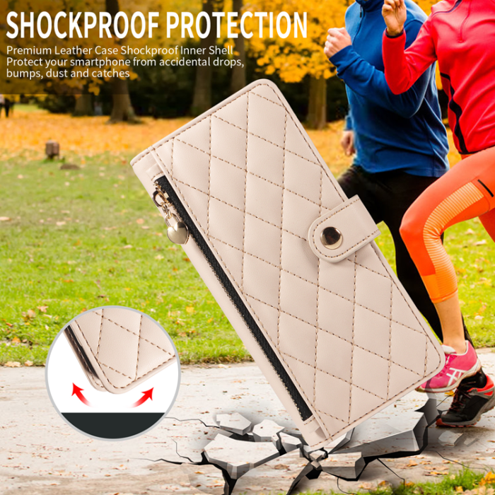 A-One Brand - iPhone Air Plånboksfodral Rhombus Läder - Beige