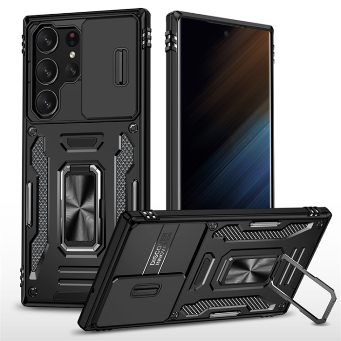 UTGATT - Galaxy S23 Ultra Mobilskal Ringhållare Armor - Svart