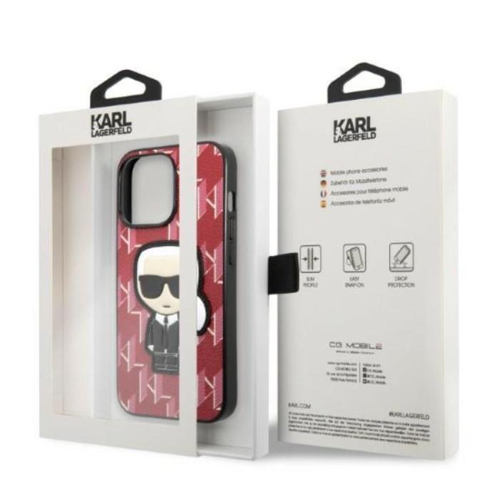 KARL LAGERFELD - Karl Lagerfeld iPhone 13 Pro Skal Monogram Ikonik Patch - Röd
