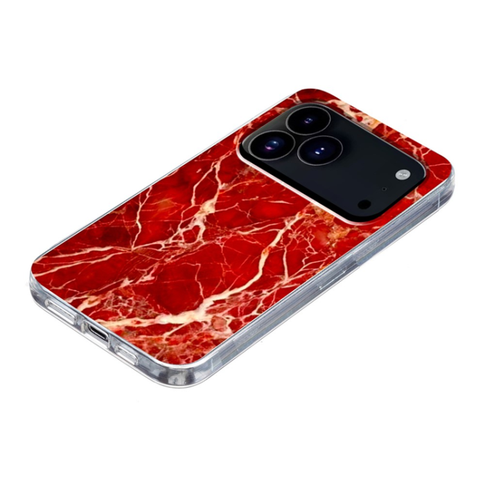 A-One Brand - iPhone 17 Pro Mobilskal Marble Pattern Printing Soft - Röd
