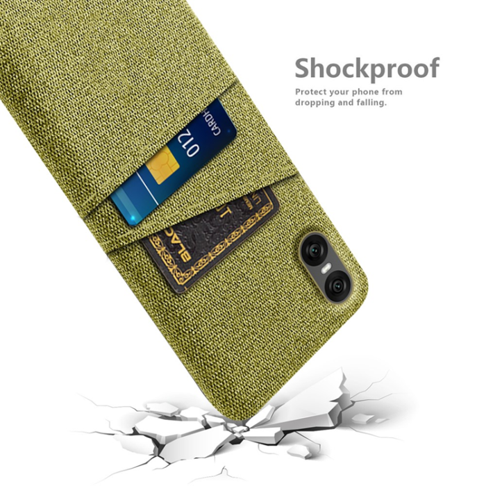 A-One Brand - Sony Xperia 10 VII Mobilskal med Dual Kortfack Tyg + PC - Gul