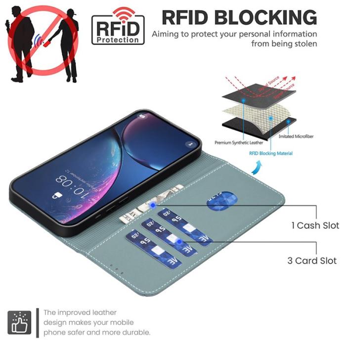 BINFEN COLOR - BINFEN Samsung Galaxy A37 Plånboksfodral Konstläder RFID Skydd - Grön
