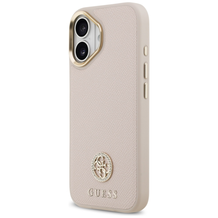 Guess - Guess iPhone 17 Mobilskal Magsafe Grained Strass Logo - Rosa