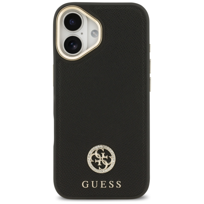 Guess - Guess iPhone 17 Mobilskal Magsafe Grained Strass Logo - Svart