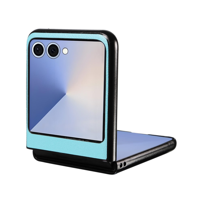A-One Brand - Galaxy Z Flip 7 Mobilskal Litchi Texture Läder - Babyblå