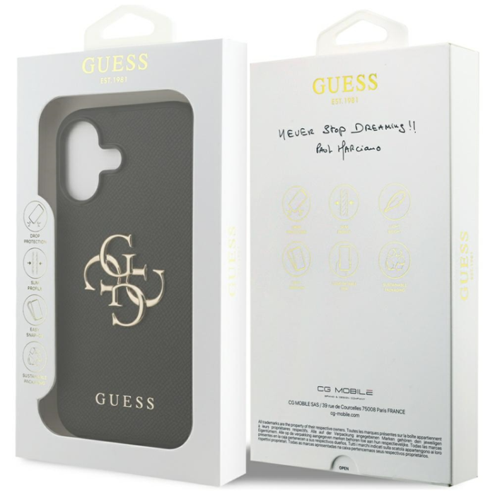 Guess - Guess iPhone 17 Mobilskal Grained Classic Logo - Svart