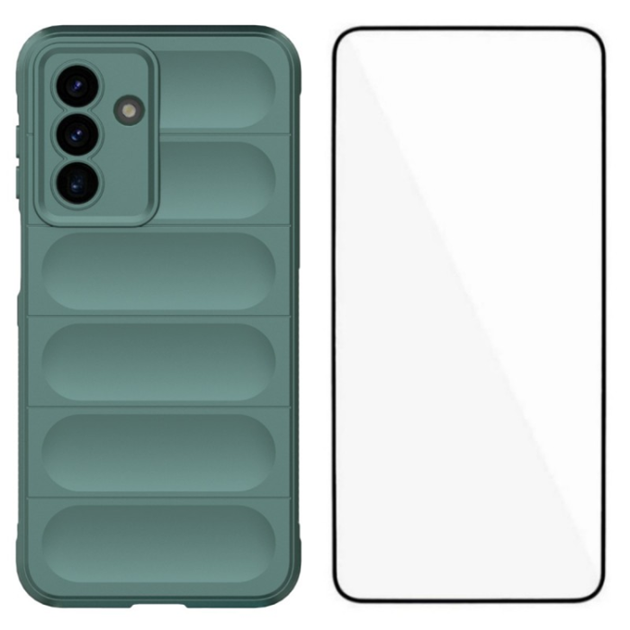 WANLONFENG - WANLONFENG Galaxy A17 Mobilskal med Härdat Glas HD - Armégrön