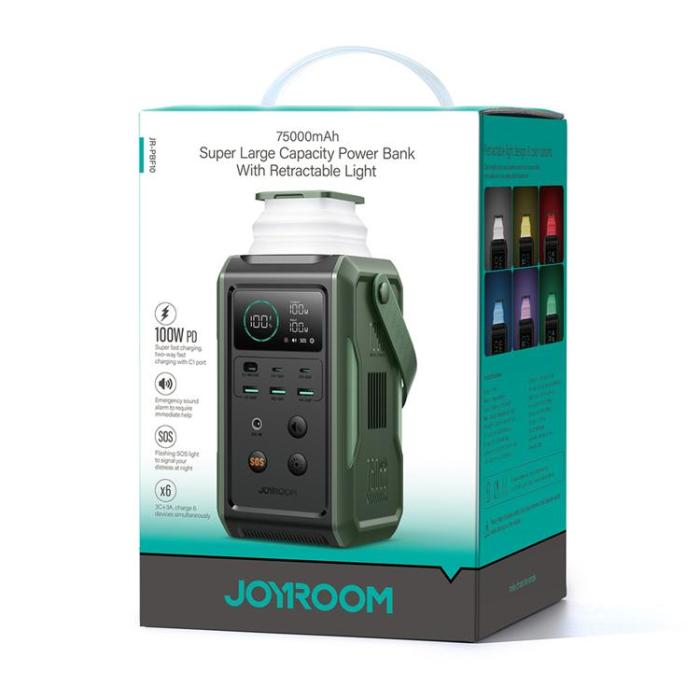Joyroom - Joyroom Powerbank 75000mAh 100W 3xUSB-C 3xUSB-A - Grön