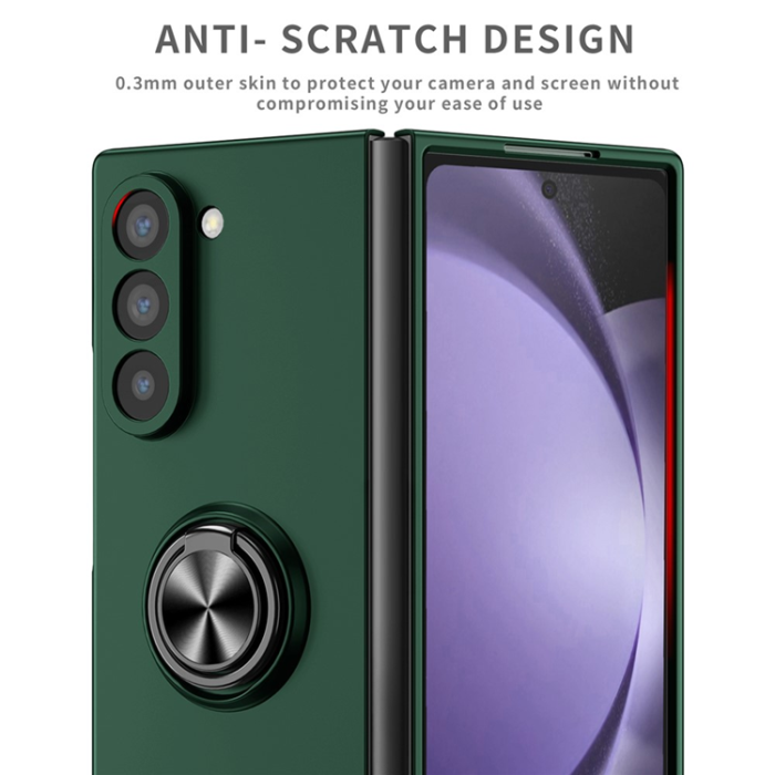 A-One Brand - Galaxy Z Fold7 Mobilskal Rotatable Ring Kickstand - Svartgrön